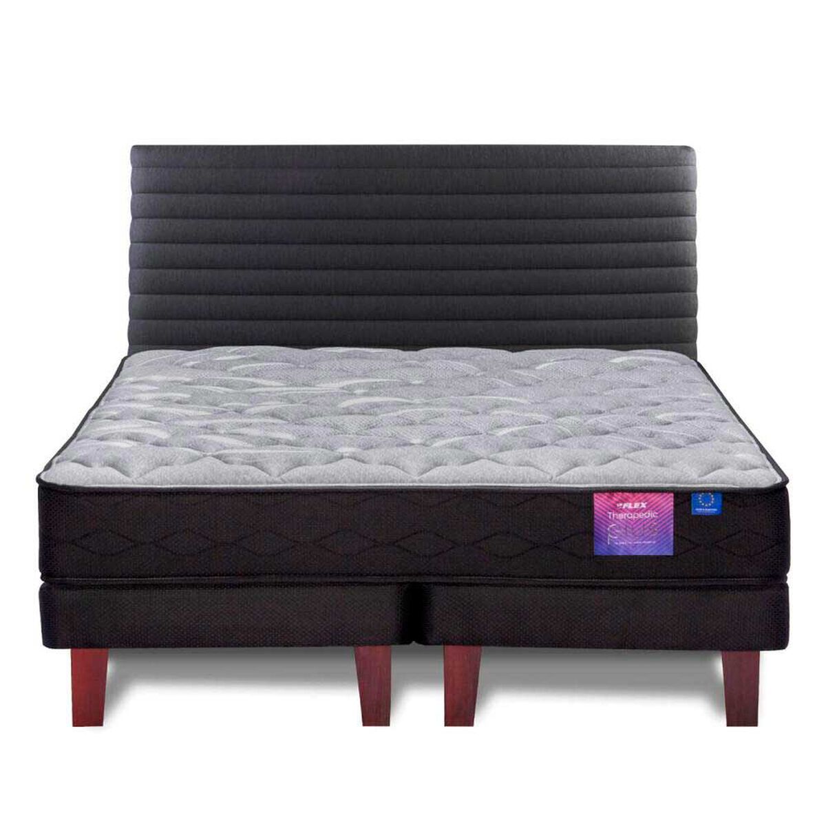 Cama Europea Flex Base Dividida King Therapedic Plus + Respaldo Modern