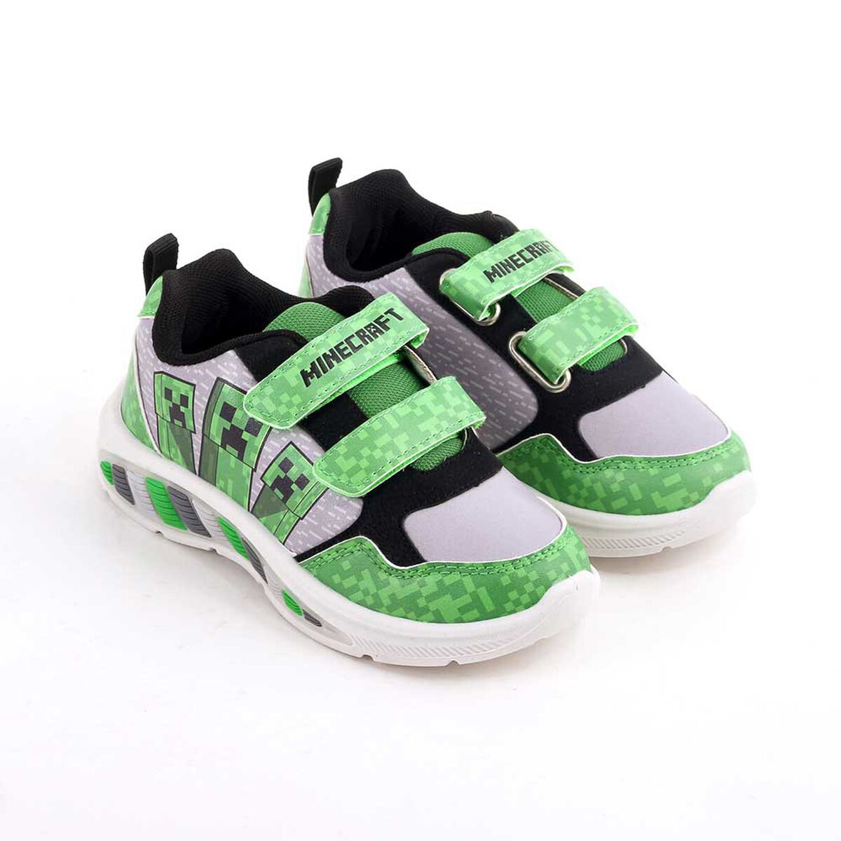 Zapatilla Con Luces Creeper Ni&ntilde;o Minecraft