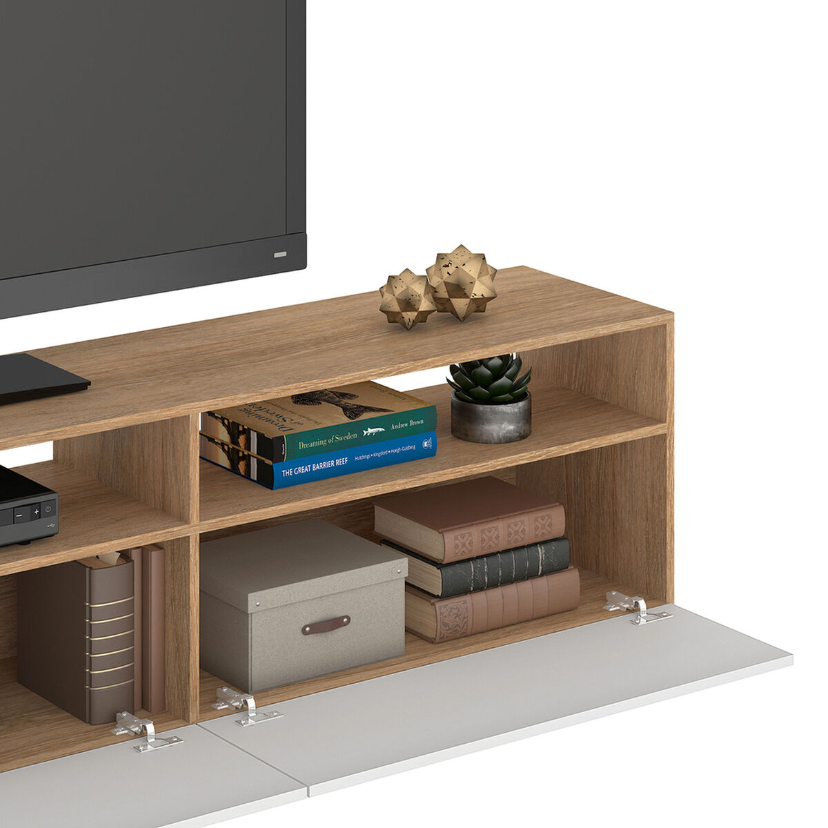 Rack TV Vekkahome Moyan 75 pulgadas Café