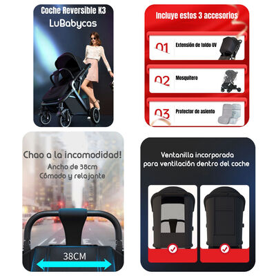 Imagen 2 del producto Coche de Paseo Reversible Multiposiciones Lubabycas MN
