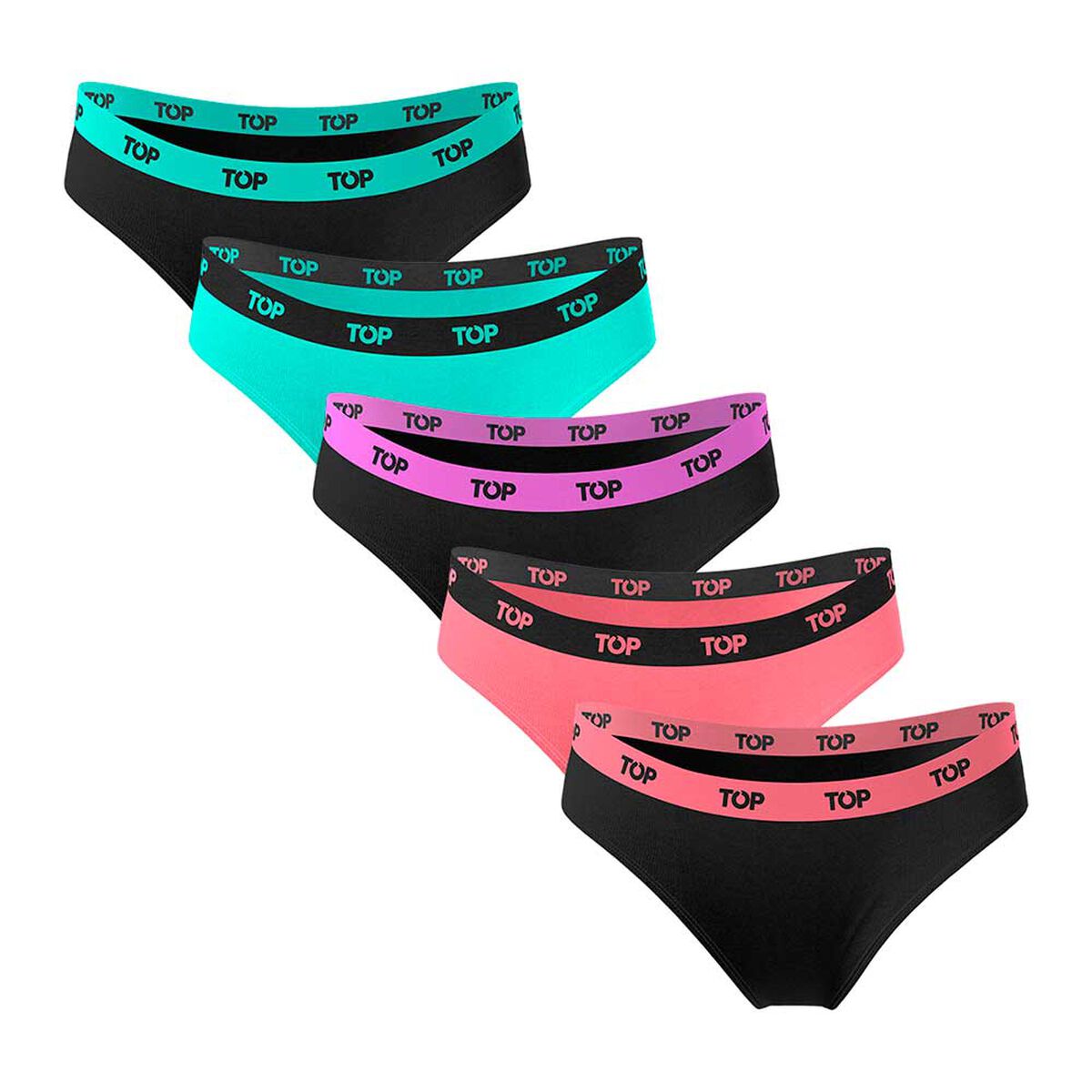 Pack 5 Calzón Bikini Mujer Top