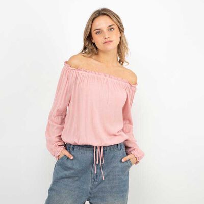 Blusa Campesina Mujer Icono Rosado