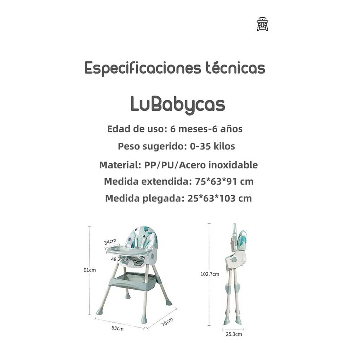 Silla de Comer Mecedora 2 en 1 con Ruedas Rosada Lubabycas