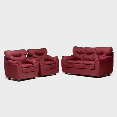 Juego de Living Almore Belén Sofá 3 Cuerpos + Dos Sillones 1 Cuerpo Rojo