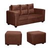 Juego de Living Diseño A&M Home Loreto Sofá 3 Cuerpos + 2 Pouf 1 Cuerpo  Chocolate Felpa