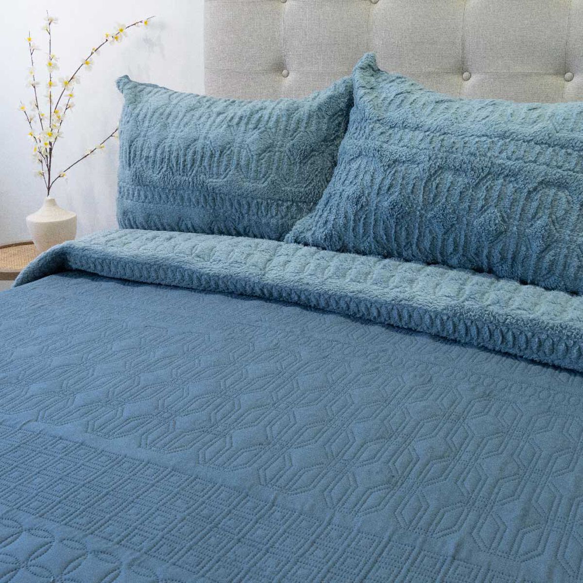 Quilt Doral 2 Plazas Viena Liso Azul