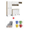 Combo Mueble de Cocina Roca Arizona 1 Cajón 9 Puertas Blanco + Set 5 Cuchillos + Pelador Zibel LK-NK73 Negro + Set 4 Mugs Casanova MG-0518 Colores