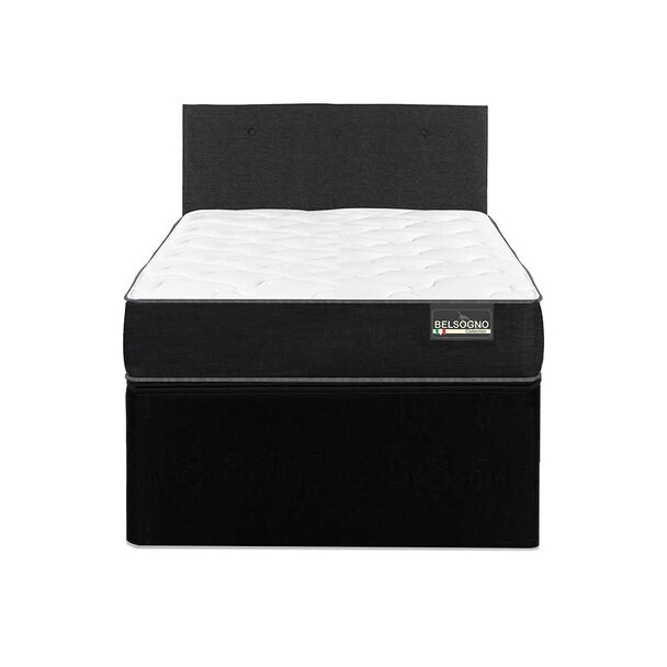 Cama Nido Belsogno 1 Plaza One Black + Respaldo Black Tapizado