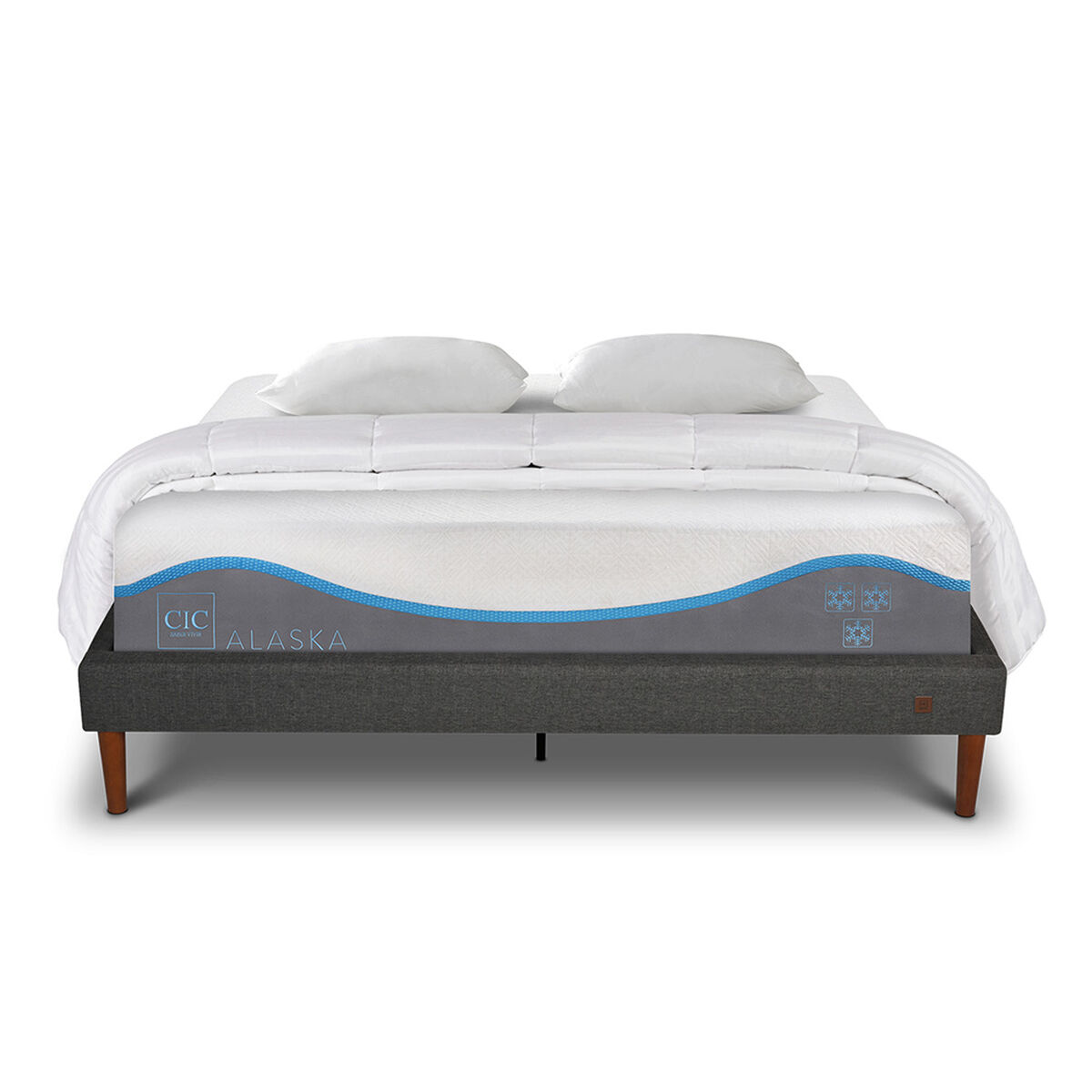 Cama Europea CIC 2 Plazas Alaska + Almohadas + Plumón