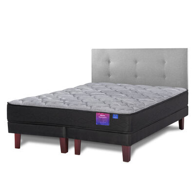 Cama Europea Flex Base Dividida 2 Plazas Therapedic Plus + Respaldo Royal Gris
