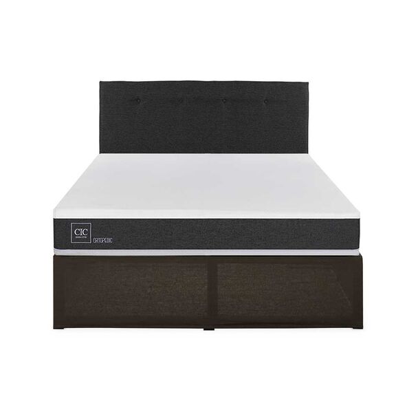 Cama Europea CIC Iron Smart 2 Plazas Ortopedic + Respaldo Black Tapizado + Faldón
