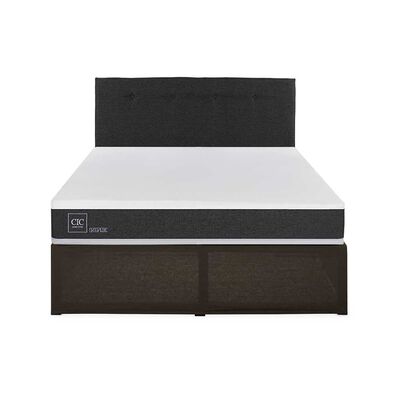 Cama Europea CIC Iron Smart 2 Plazas Ortopedic + Respaldo Black Tapizado + Faldón