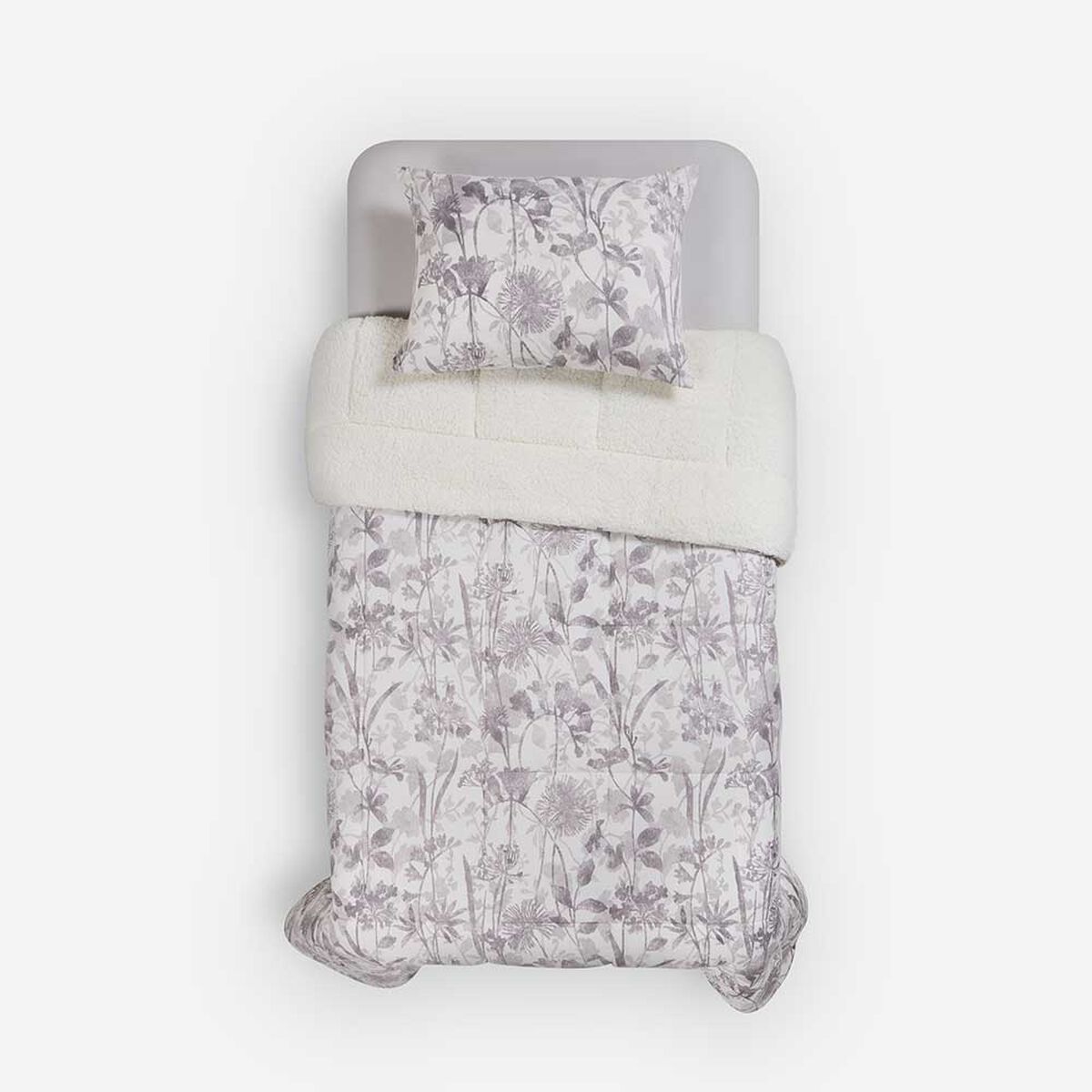 Plum&oacute;n Rosen 1,5 Plazas Sherpa Alaska Bernat Blanco/Taupe