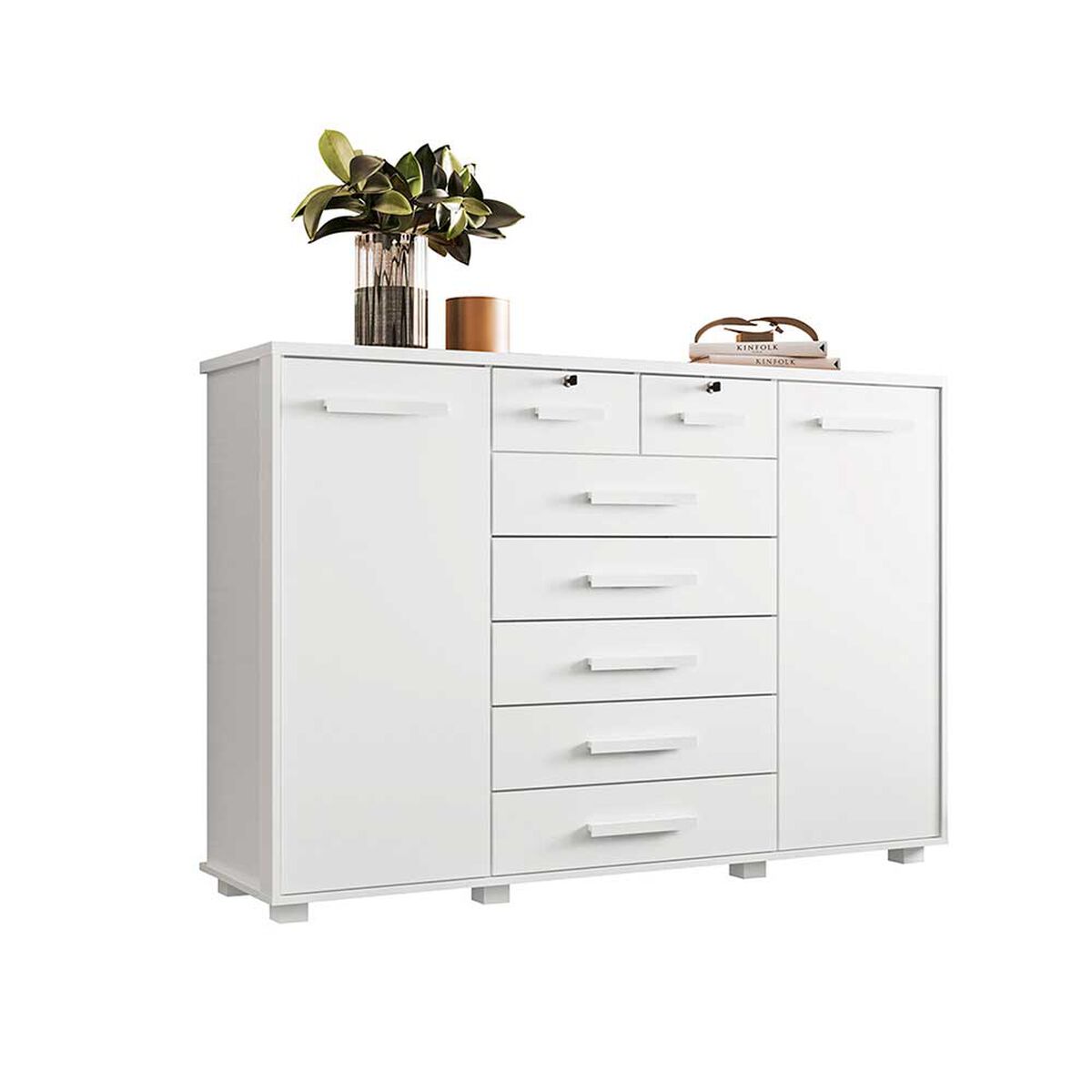 C&oacute;moda Vekkahome Fontana 7 Cajones + 2 Puertas Blanco
