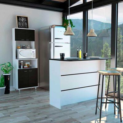 Imagen 1 del producto Combo Mueble Microondas + Barra de Cocina TuHome Kitchen Blanco