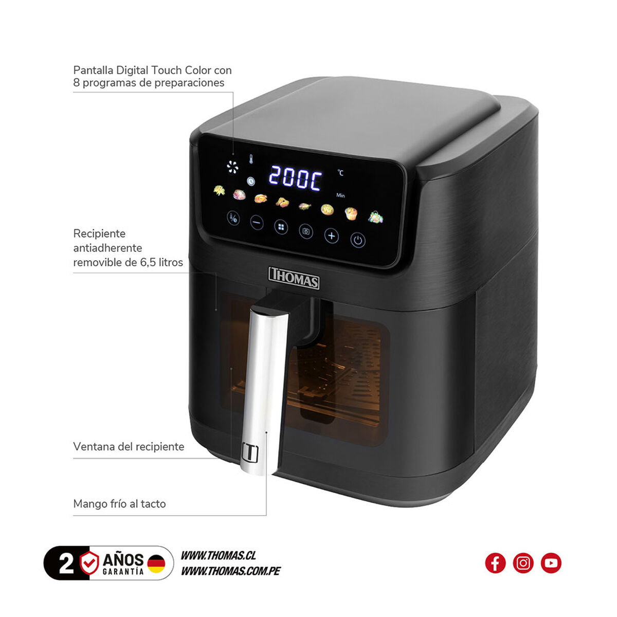 Freidora de Aire Thomas TH-AF60DNV 6,5 L