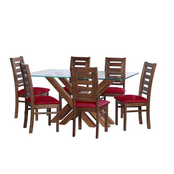 Juego de Comedor Latam Home Merida 6 Sillas Rojo