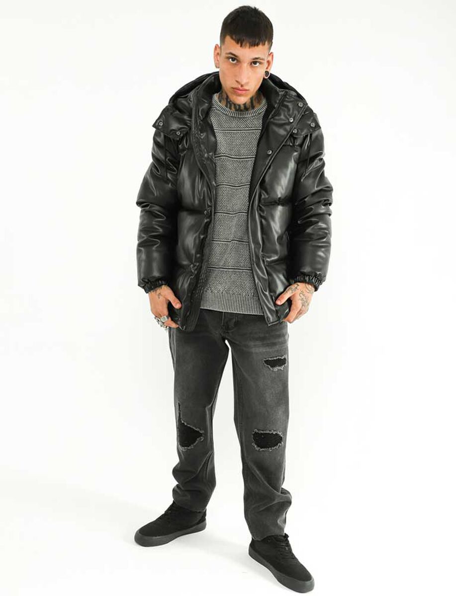 Chaqueta Puffer Ecocuero Hombre Fiorucci