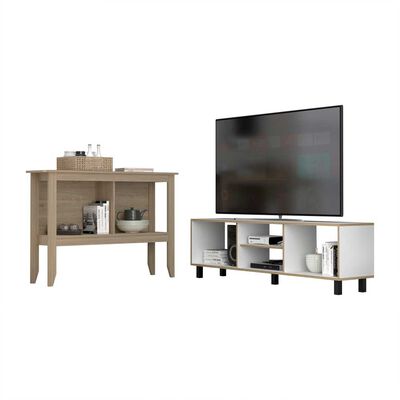 Imagen 2 del producto Combo Rack TV65 + Mesa de Arrimo TuHome Nomik Blanco Rovere
