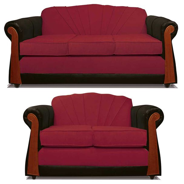 Juego de Living Elegant Detail Marsella Sofá 3 Cuerpos + Sofá 2 Cuerpos Rojo