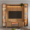 Rack TV 80" + Panel Neon Float Led + 2 Vitrinas Decocasa Carvalho