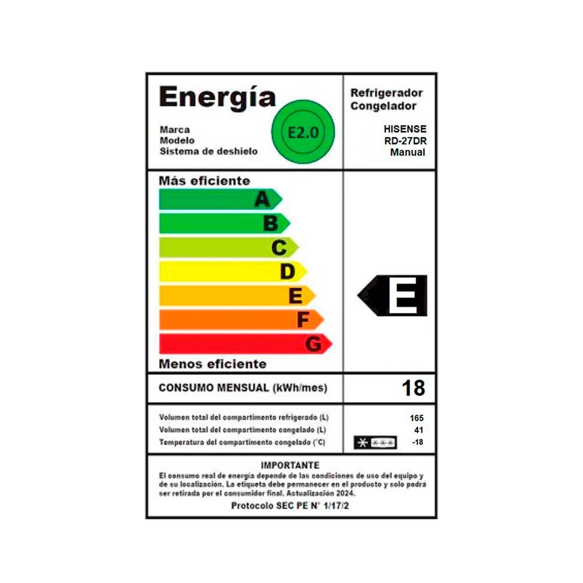 Refrigerador Fr&iacute;o Directo Hisense RD-27DR 206 L