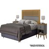 Respaldo + 2 Veladores Casanova 2 Plazas Naturale Gris