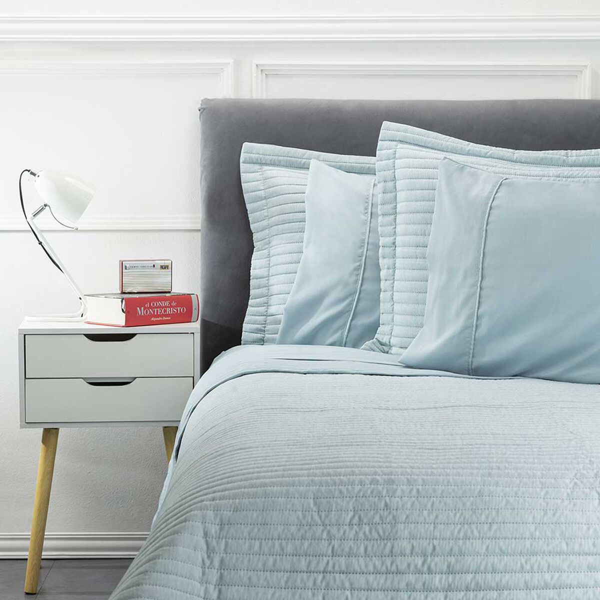 Set Quilt + Juego de Sábanas Casanova King Aqua