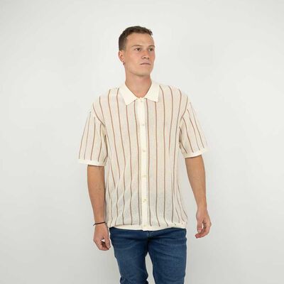 Polera Crochet Manga Corta Hombre Soviet Beige, Negro, Verde