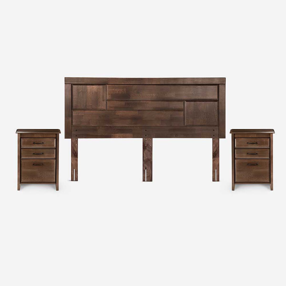Cama Europea Rosen Base Dividida King Autonomy + Respaldo + 2 Veladores Dolce