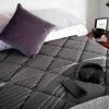 Cama Europea Flex Base Dividida 2 Plazas Black + Respaldo Design Gris + 2 Veladores Rover