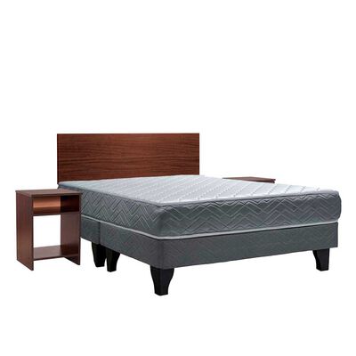Combo Cama Europea 2 Plazas Celta + Respaldo + 2 Veladores Casanova