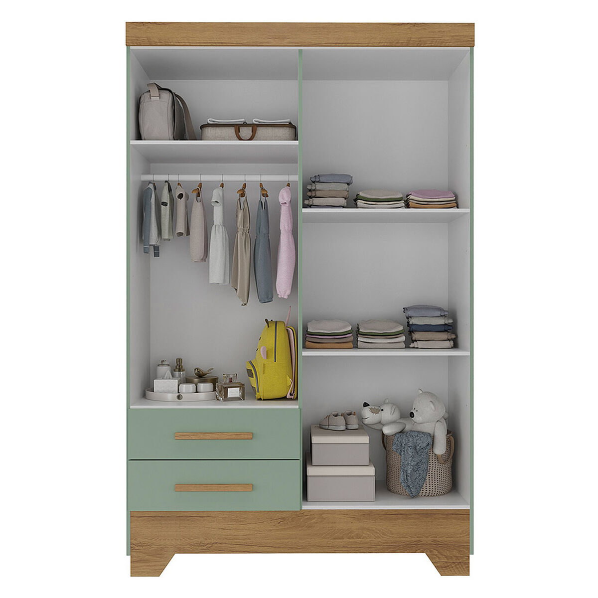 Closet Di Poretti Design Bambole 2 Cajones 4 Puertas Verde Pastel
