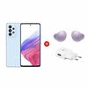 Combo Celular Samsung Galaxy A53 5G 128GB 6,5" Awesome Blue Liberado + Audífonos Bluetooth Galaxy Buds2 Lavender + Cargador 15W USB Flat TA Fast Charge