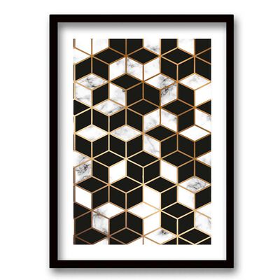 Cuadro Decorativo Retela Polygonal Gold 40 x 30 cm