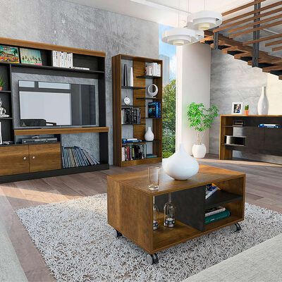 TUHOME Mesa de Centro + Mesa de Arrimo + Centro de Entretención + Biblioteca TuHome Clasicc