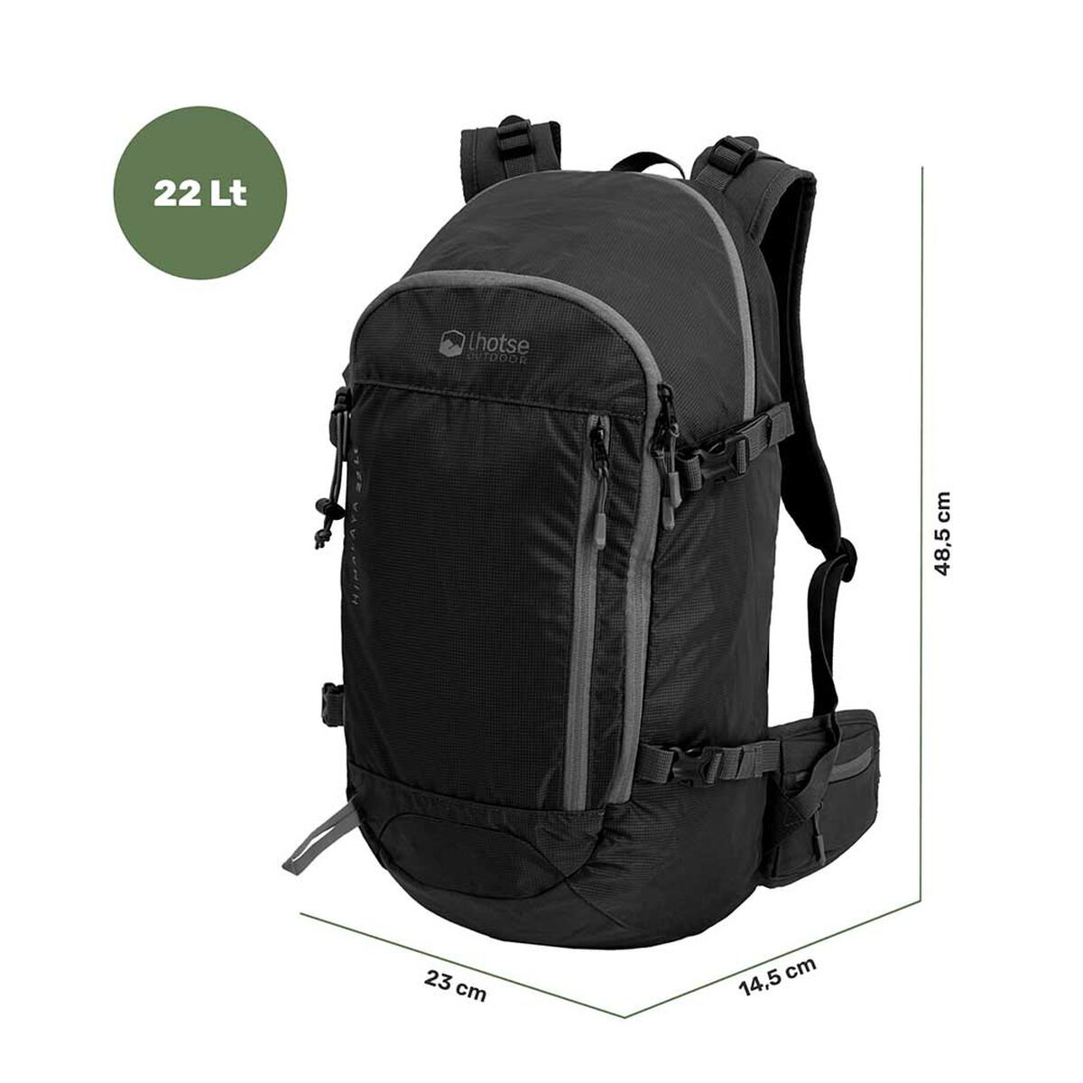 Mochila Deportiva Outdoor Ski Himalaya 22Lts Black Lhotse