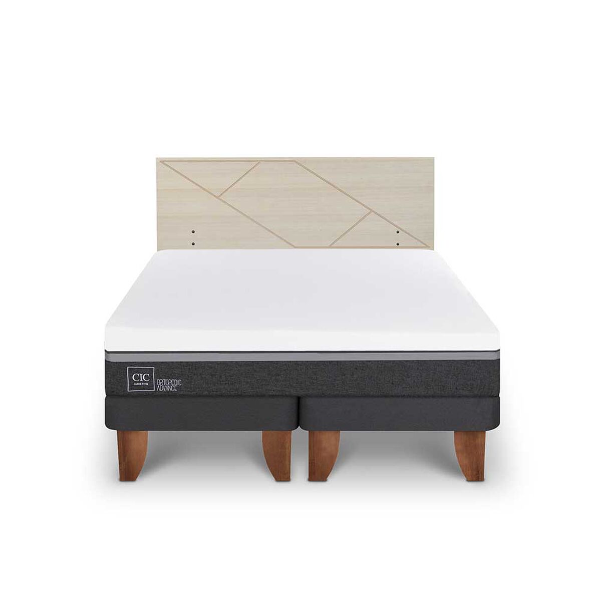 Cama Europea CIC Base Dividida 2 Plazas Ortopedic Advance + Respaldo Villarrica Alpino