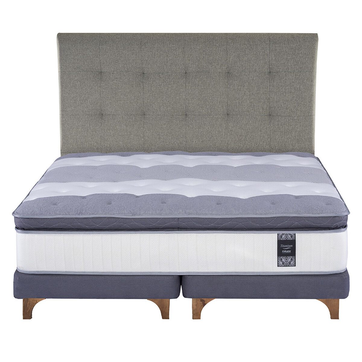 Cama Europea Titanium New Super King + Respaldo Design Gris