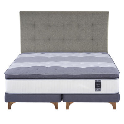 Cama Europea Titanium New Super King + Respaldo Design Gris