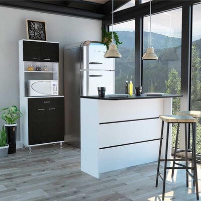 Imagen 1 del producto Combo Mueble Microondas + Barra de Cocina TuHome Kitchen Blanco