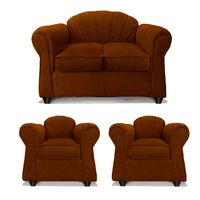 Juego de Living Elegant Detail Marsella Sofá 2 Cuerpos + Dos Sillones 1 Cuerpo Café