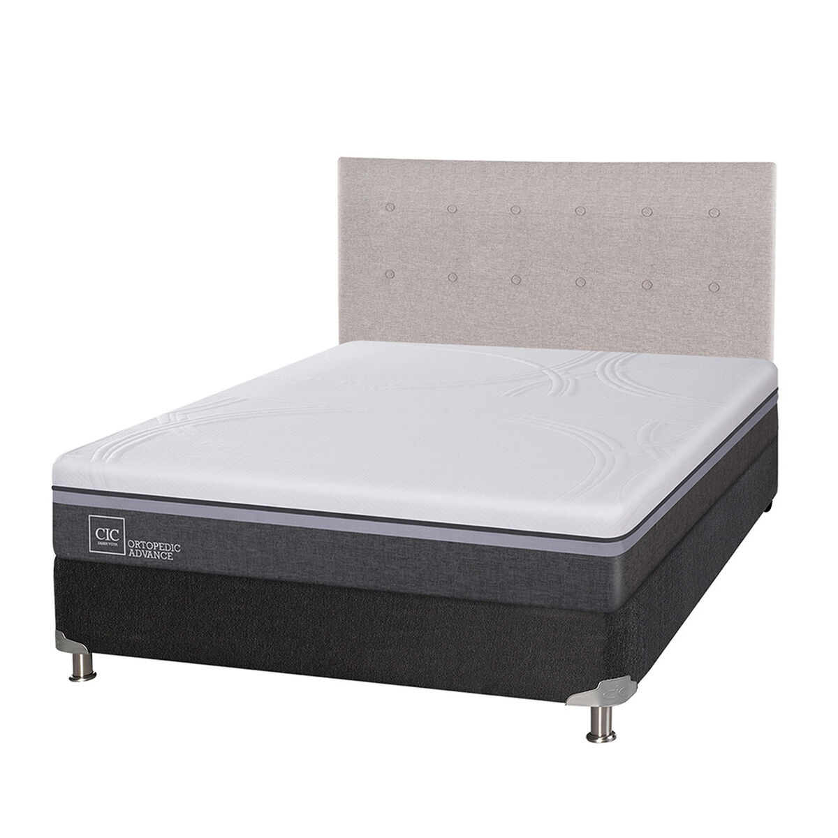 Box Spring CIC 2 Plazas Ortopedic Advance + Respaldo Tigris