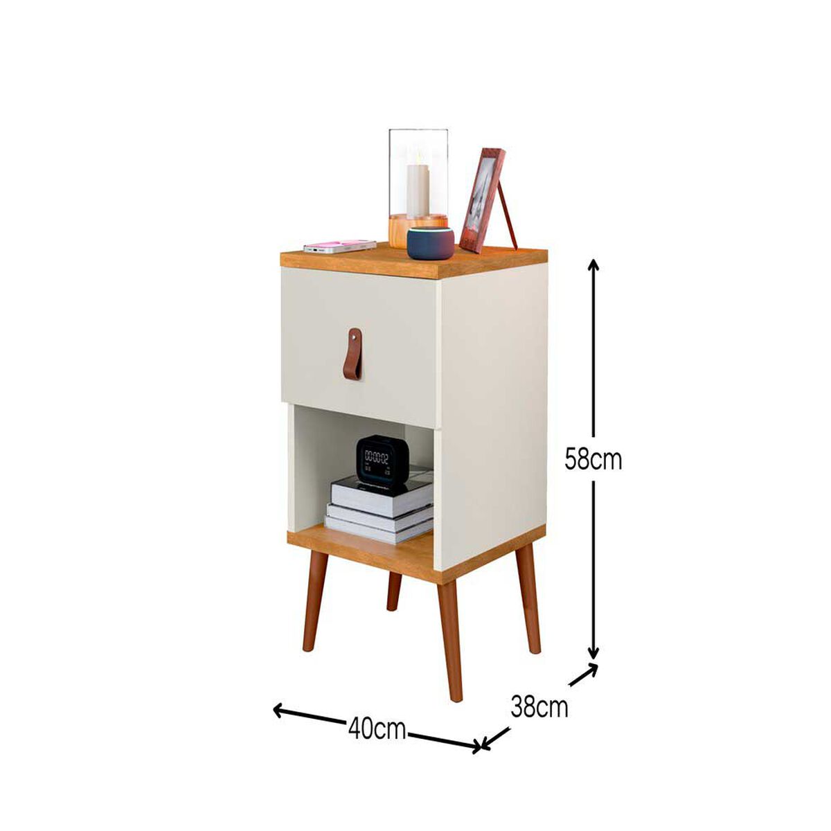 Velador Altavision Larissa 1 Cajon Blanco y Café