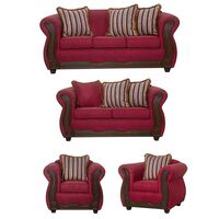 Juego de Living Black Factory Sofia 7 Cuerpos Burdeo