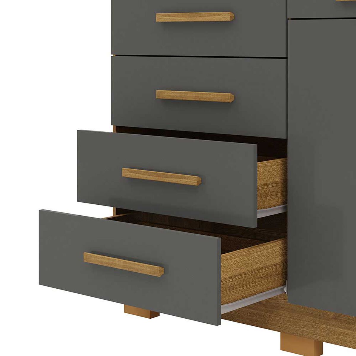 C&oacute;moda Vekkahome Americana 5 Cajones 2 Puertas Gris