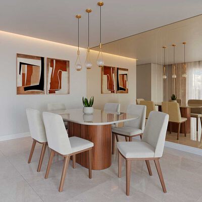 Imagen 1 del producto Comedor Decocasa Kalina 6 Sillas Off White Castaño