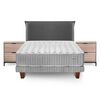 Cama Europea Cannon 2 Plazas Hybrid Cotton + Respaldo Lino Gris + Velador Volga