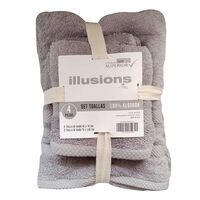 Set Toallas Illusions 4 Piezas Gris