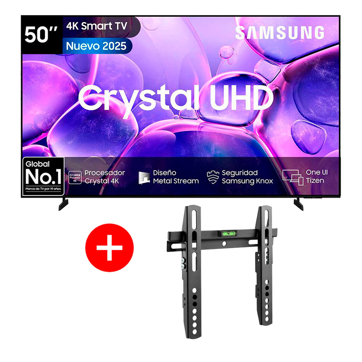 Combo Smart TV LED 50" Samsung 4K Crystal UHD +  Soporte de Pared Fijo Fiddler